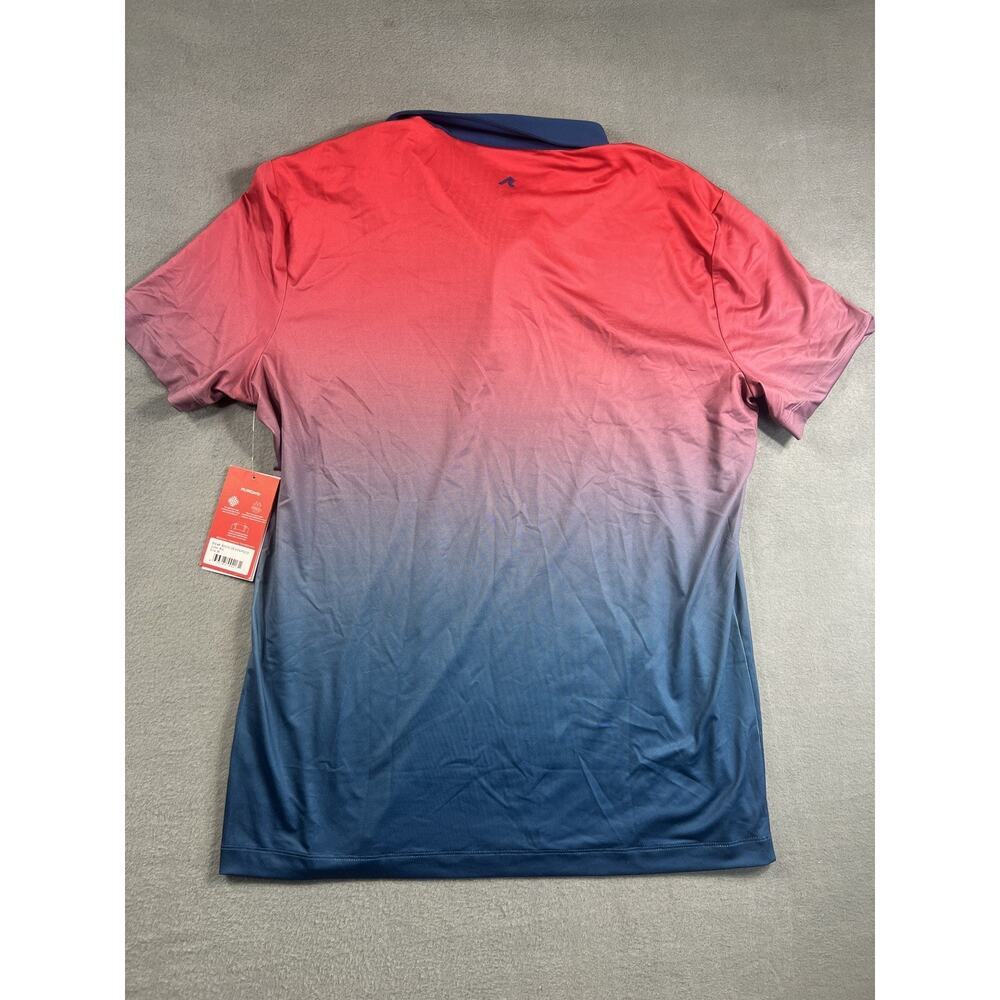 Redvanly Men's Medium Polo Shirt Blue Red Ombre Fade Golf Stretch Pickleball - Picture 3 of 8